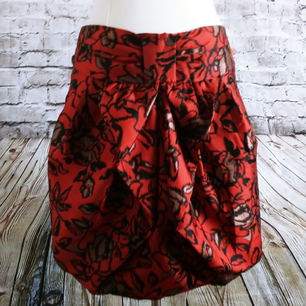 Anthropologie Eva Franco Skirt 6 burnt Orange Floral